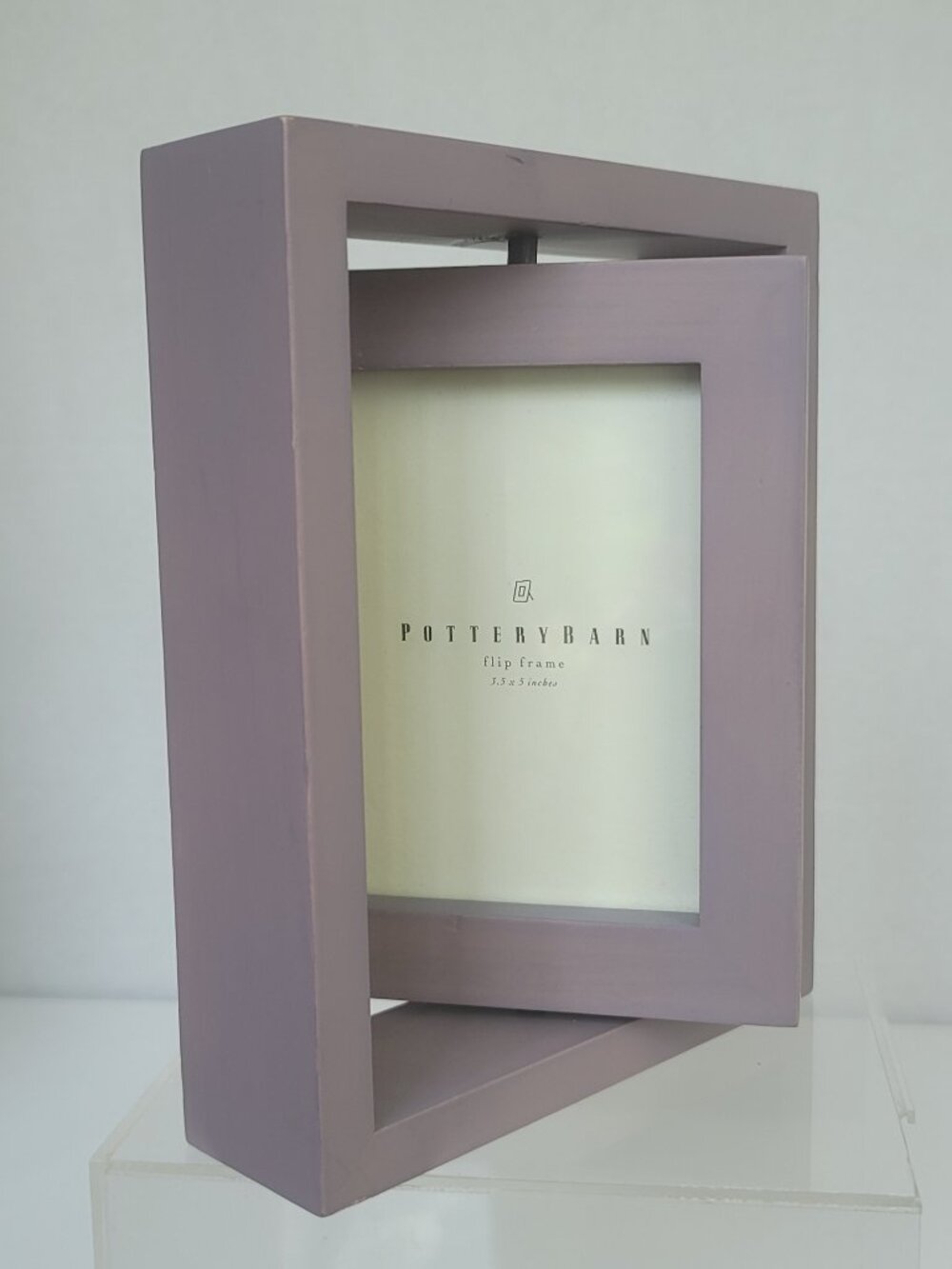 Pottery Barn Lavender Wood Flip Swivel Double Sided Picture Frame 3.5" x 5"